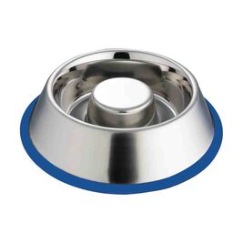 Indipets Stainless Steel with Silicon Ring Slow Feed Pet Bowl