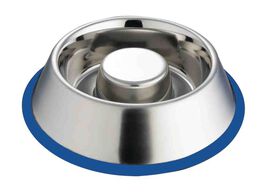 Indipets Stainless Steel with Silicon Ring Slow Feed Pet Bowl