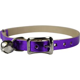 OmniPet Signature Leather Safety Stretch Cat Collar, Metallic Purple