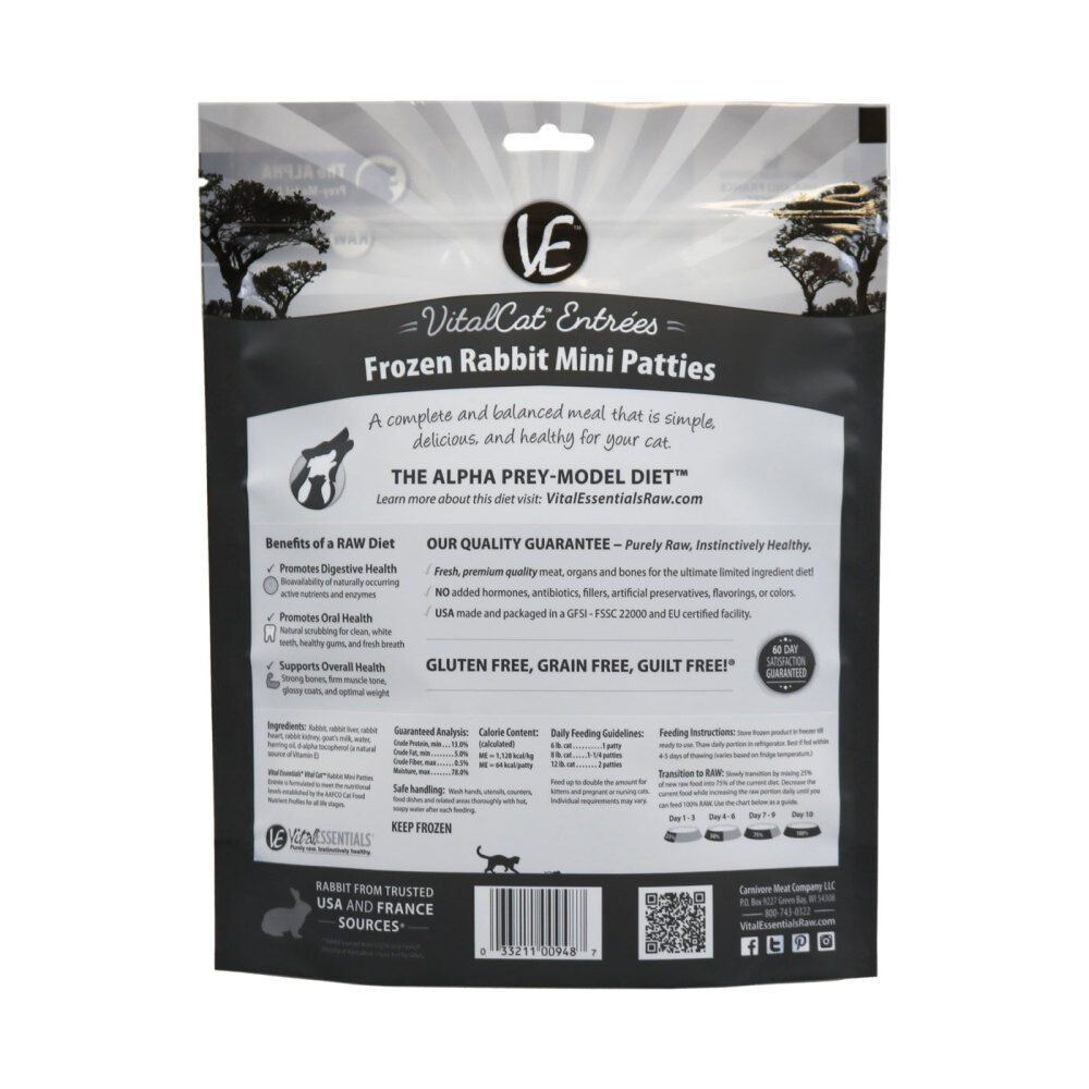 Mud Bay Buy Vital Essentials Raw Frozen Cat Food Rabbit Mini