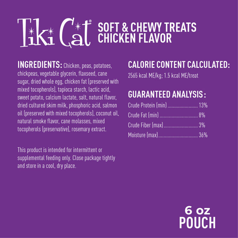 Tiki Cat Soft & Chewy Cat Treats, Chicken, 6-oz image number null