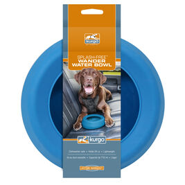Kurgo Splash-Free Wander Dog Water Bowl, Blue