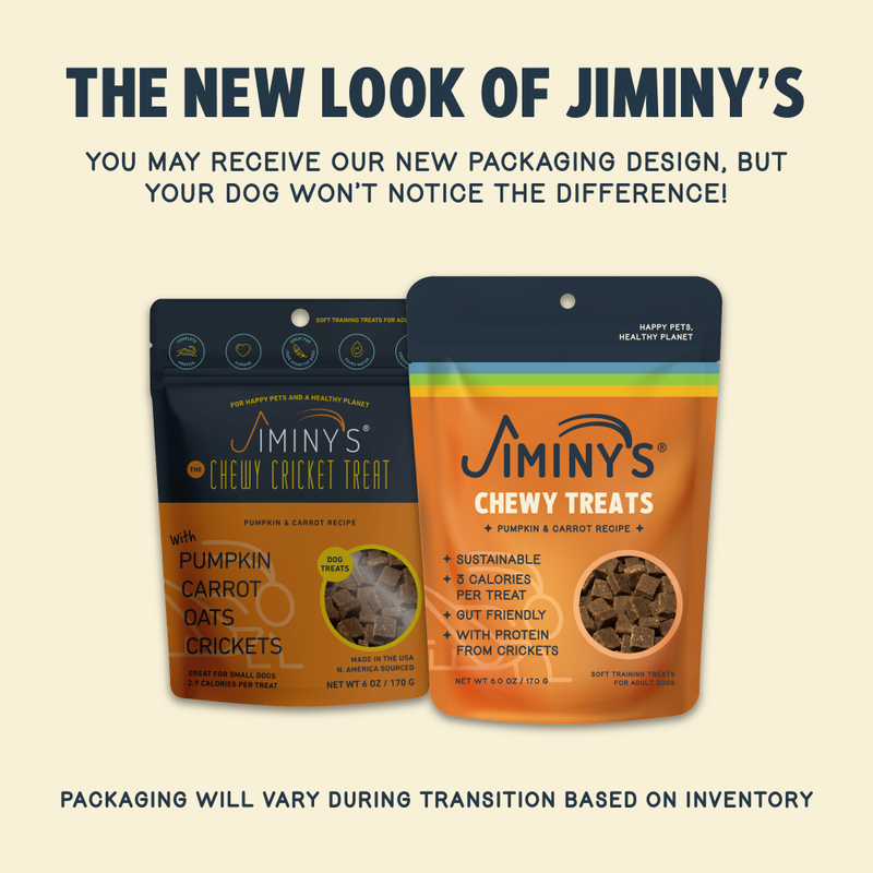 Jiminy's Chewy Cricket Dog Treats, Pumpkin & Carrot, 6-oz image number null