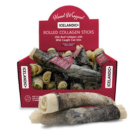 Icelandic+ Dog Chew Treat, Beef Collagen Wrapped With Cod Skin, 8-in