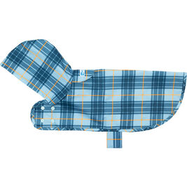 RC Pets Packable Dog Rain Poncho, Blue Plaid