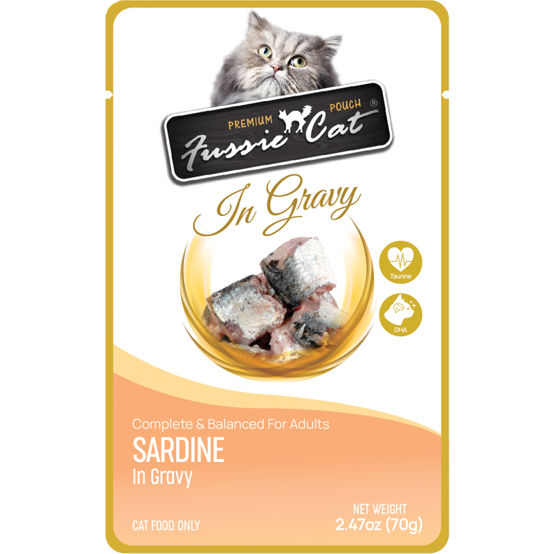 Fussie Cat Premium Wet Cat Food, In Gravy, Sardine, 2.47-oz image number null
