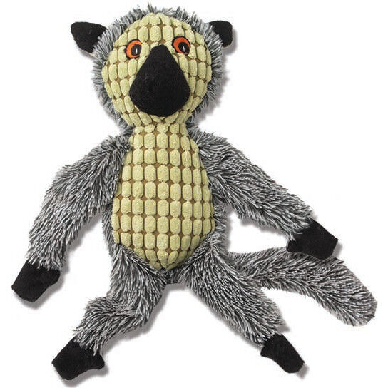 PetRageous Designs Hangrageous Leo the Lemur Dog Toy Grey Lime 17 in