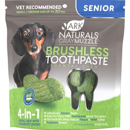 Ark Naturals Gray Muzzle Brushless Toothpaste Senior Dog Dental Chews, Small-Medium, 4.1-oz