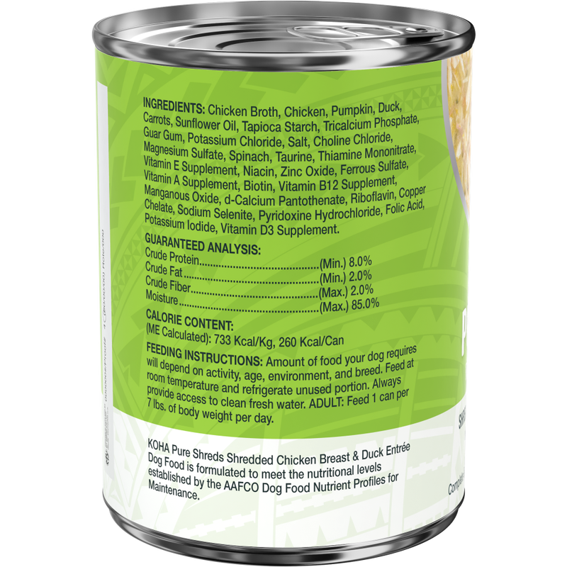 Koha Pure Shreds Canned Dog Food, Chicken & Duck, 12.5-oz image number null