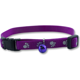 OmniPet Reflective Paw Print Cat Collar, Purple
