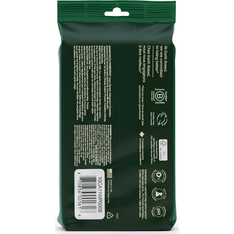 Earth Rated Dog Eye Cleansing Wipes, Fragrance Free, 60-count image number null