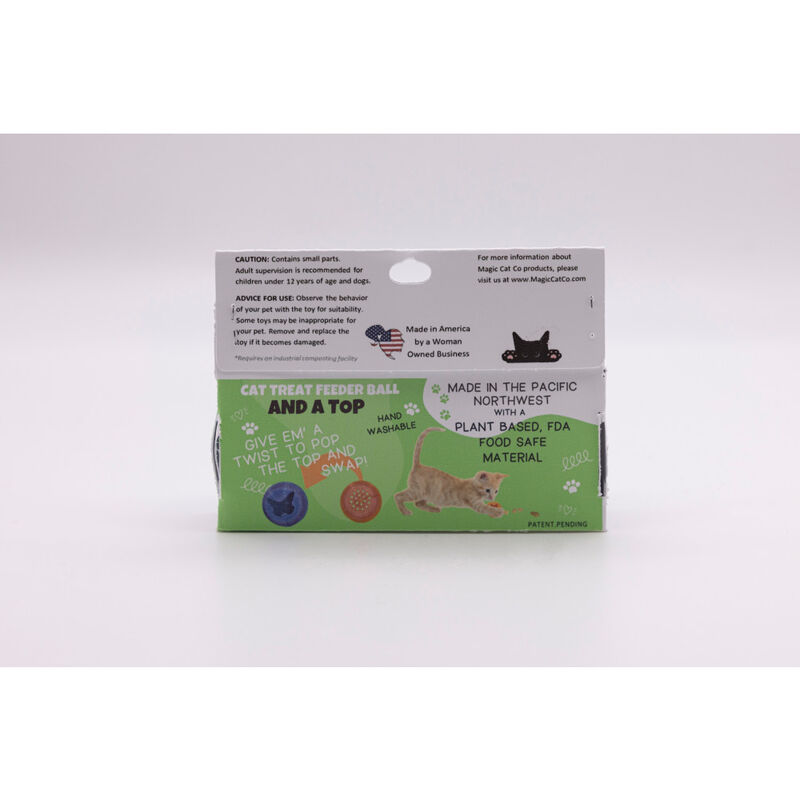 Magic Cat Feeder Ball & Top Cat Toy, Marine Blue Swirl & Sparkle image number null