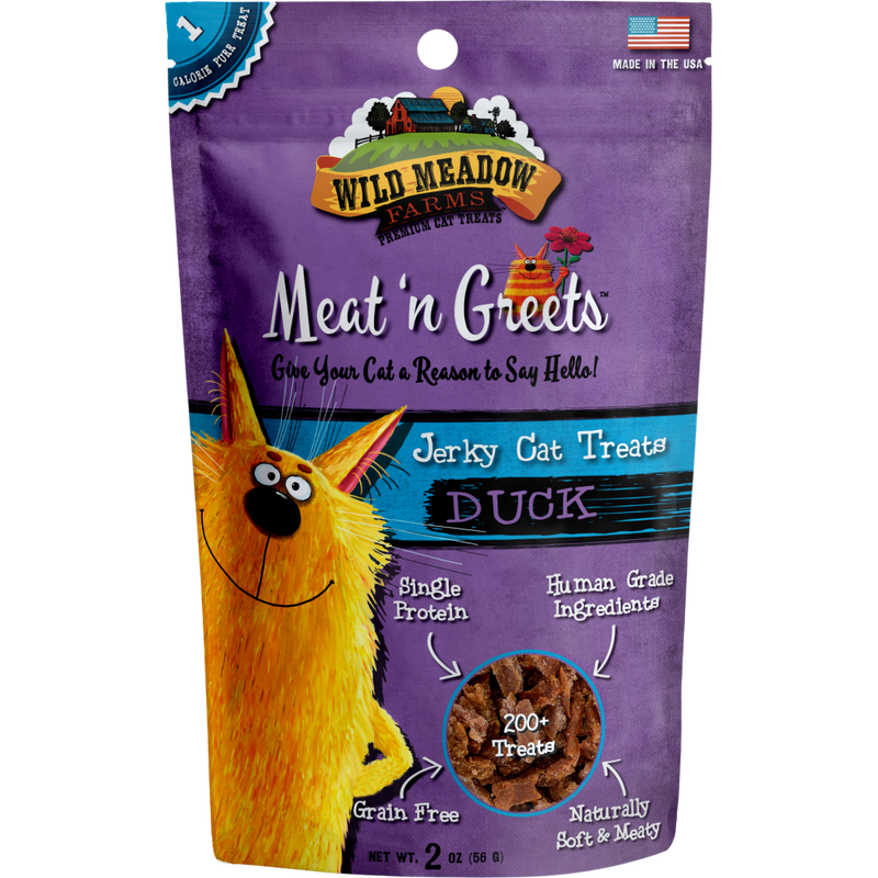 Wild Meadow Farms Meat n' Greets Jerky Cat Treats, Duck, 2-oz image number null