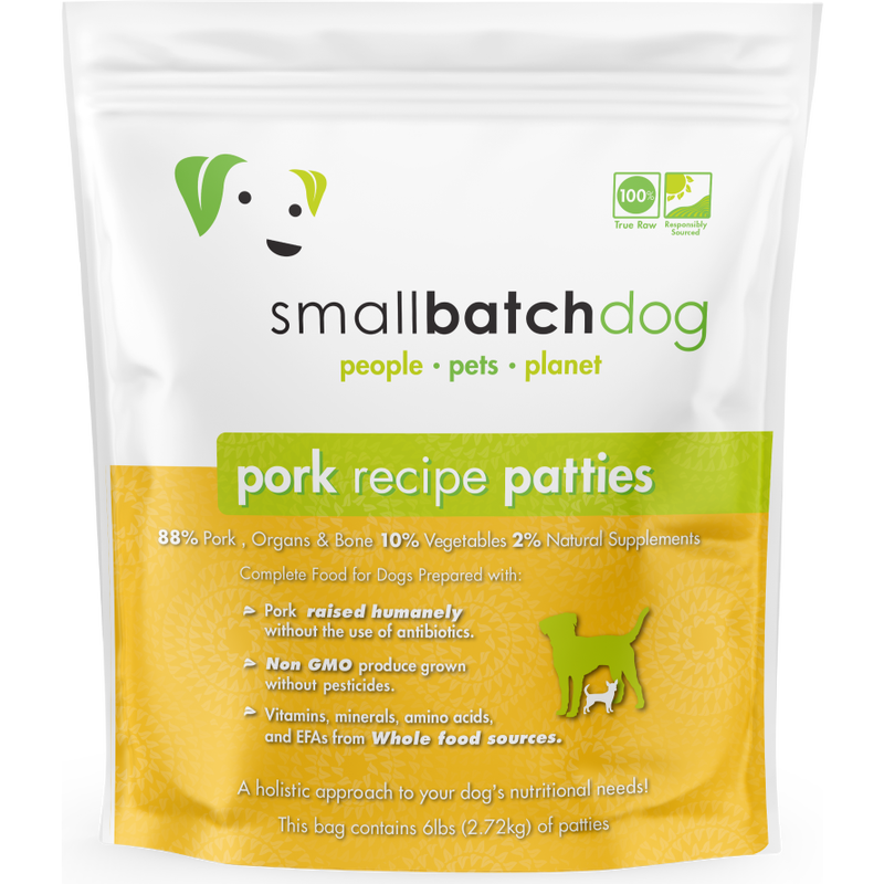 Small Batch Raw Frozen Dog Food, Patties, Pork, 6-lb image number null