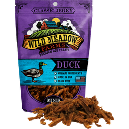 Wild Meadow Farms Classic Jerky Minis Dog Treats, Duck, 3.5-oz