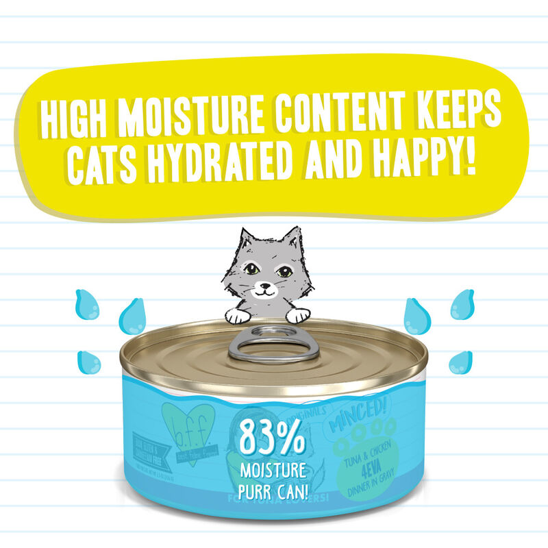 B.F.F. Best Feline Friend Originals Minced! Canned Cat Food, Tuna & Chicken 4Eva, 5.5-oz image number null