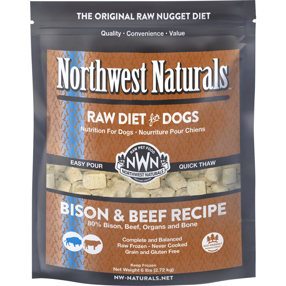 Northwest Naturals Raw Frozen Dog Food Nuggets Bison Beef 6 lb