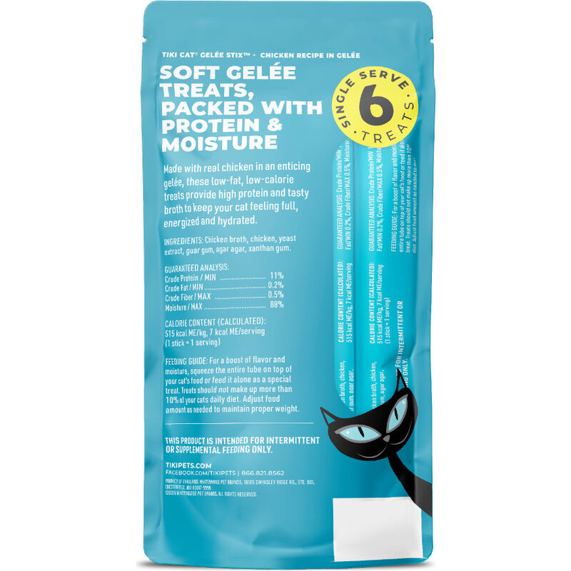 Tiki Cat Gelee Stix Lickable Cat Treats, Chicken, 0.5-oz, 6-pack image number null