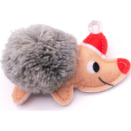 Great & Small Holiday PomPom Crackle & Catnip Cat Toy, Hedgehog, 9-cm