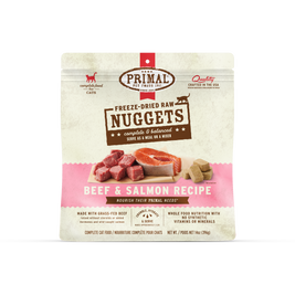Primal Raw Freeze-Dried Cat Food, Nuggets, Beef & Salmon