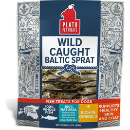 Plato Wild Caught Fish Dog Treats, Baltic Sprat, 3-oz