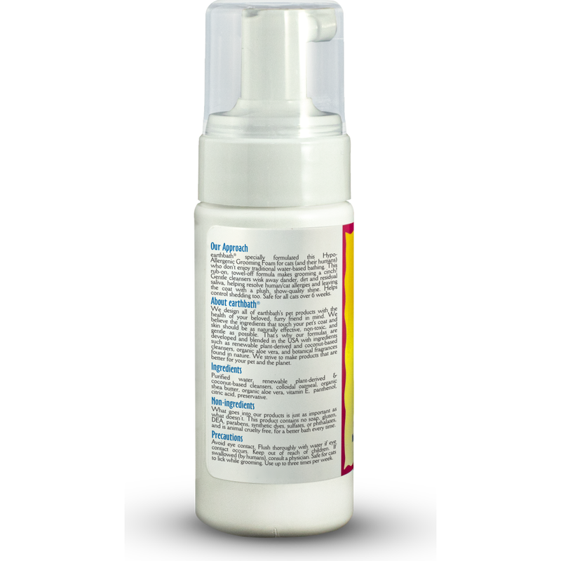 Earthbath Waterless Grooming Foam for Cats & Kittens, Hypoallergenic & Fragrance Free, 4-oz image number null