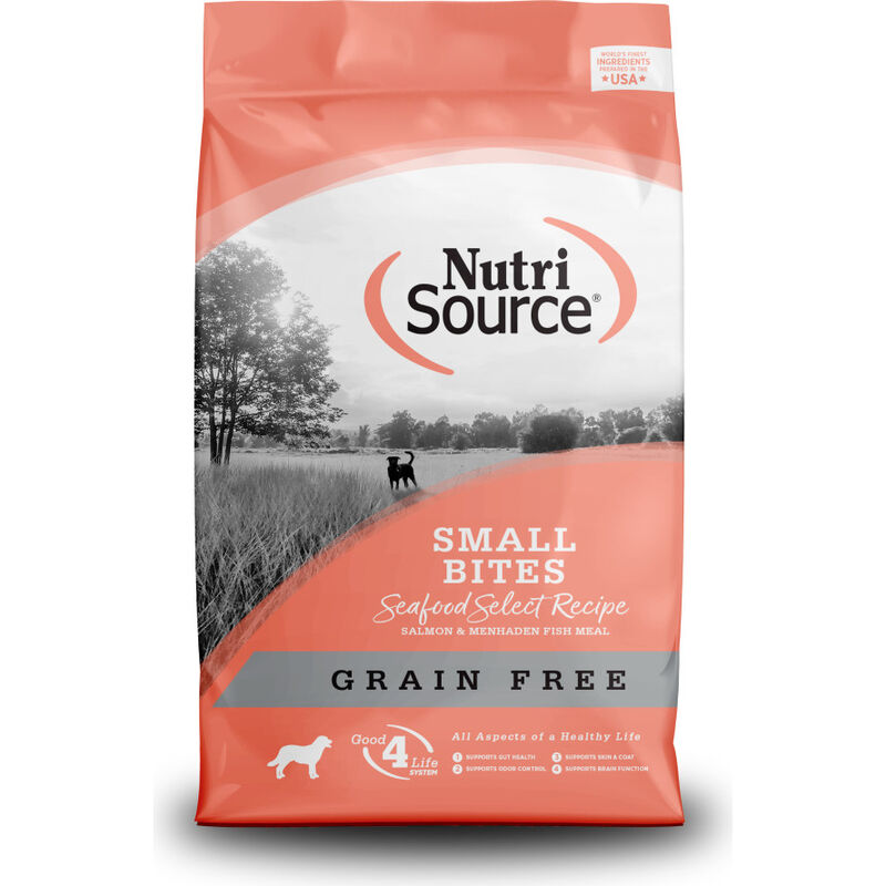 NutriSource Grain Free Dry Dog Food, Small Bites, Seafood Select, 4-lb image number null
