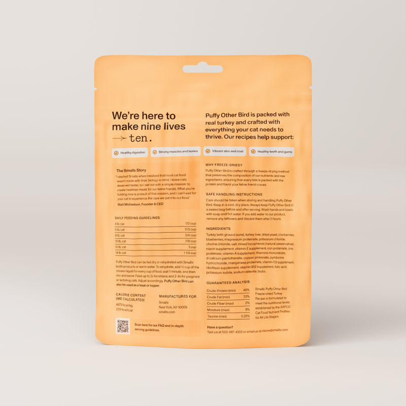 Smalls Freeze Dried Cat Food, Turkey Recipe image number null
