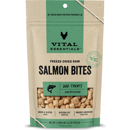 Vital Essentials Raw Freeze-Dried Dog Treats, Salmon Bites, 2.5-oz