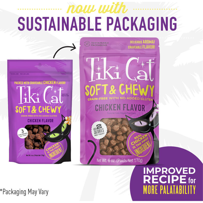 Tiki Cat Soft & Chewy Cat Treats, Chicken, 6-oz image number null