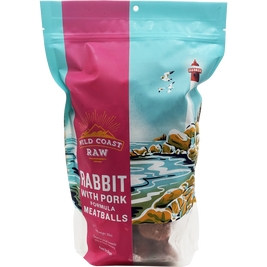 Wild Coast Raw Frozen Dog Food, Meatballs, Rabbit & Pork