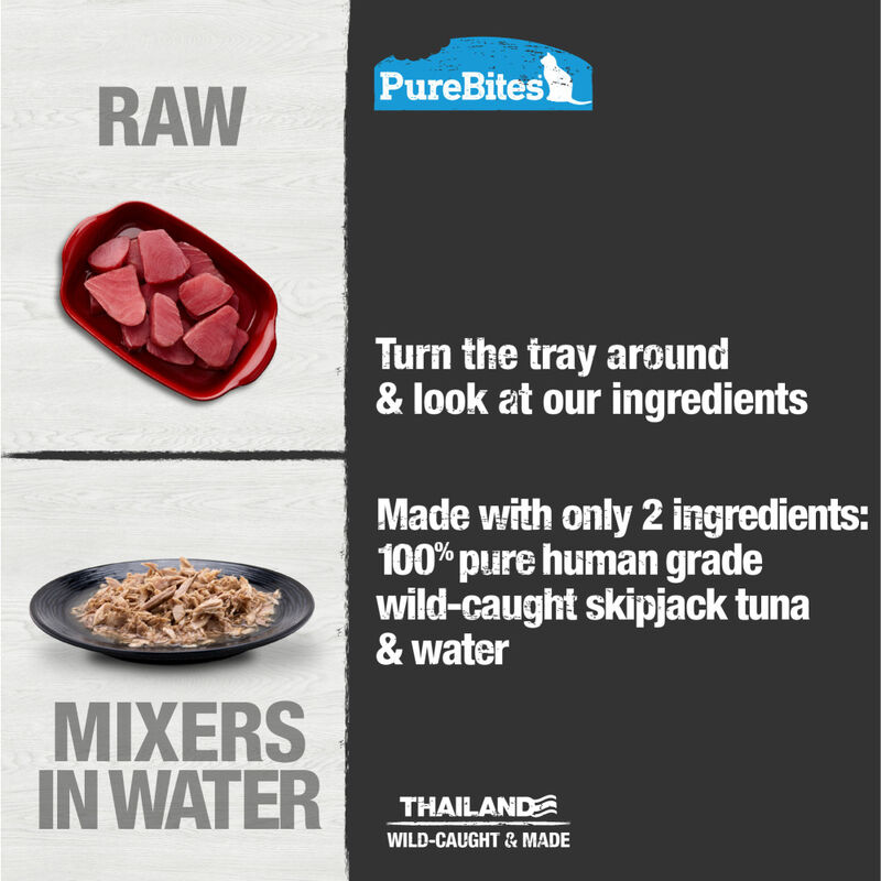 PureBites Mixers 100% Wild Tuna in Water Grain-Free Cat Food Trays, 1.76-oz