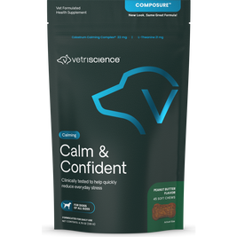 VetriScience Calm & Confident Soft Chews Dog Supplement, Peanut Butter, 45-count