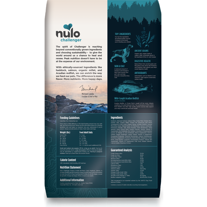 Nulo Challenger Dry Dog Food, Puppy & Adult, Northern Catch, Haddock Salmon & Acadian Redfish image number null
