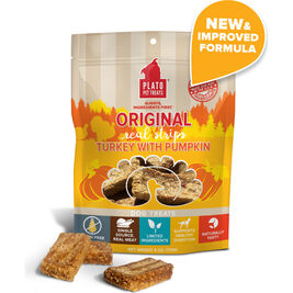 Plato Original Real Strips Dog Treats, Turkey & Pumpkin, 18-oz