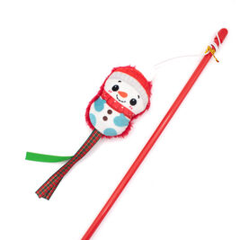Great & Small Holiday Santa and Friends Dangler Wand Cat Toy, Snowman