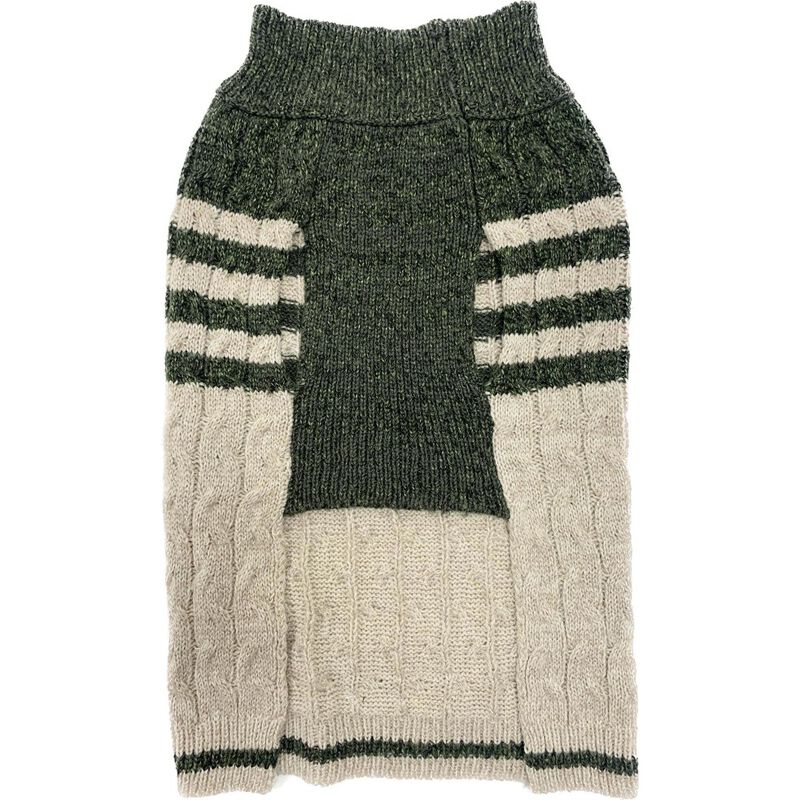 PetRageous Designs Eddie Bauer Thick Knit Crewneck Dog Sweater, Oatmeal Green image number null