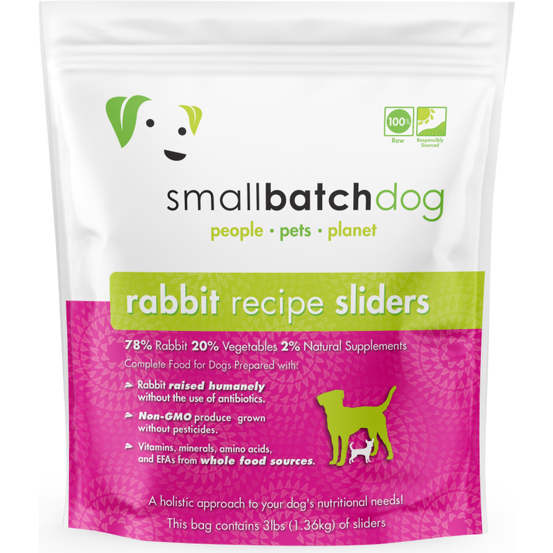 Small Batch Raw Frozen Dog Food, Sliders, Rabbit, 3-lb image number null