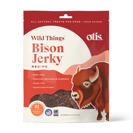 OTIS Wild Things Dog Treats, Bison Jerky, 4-oz