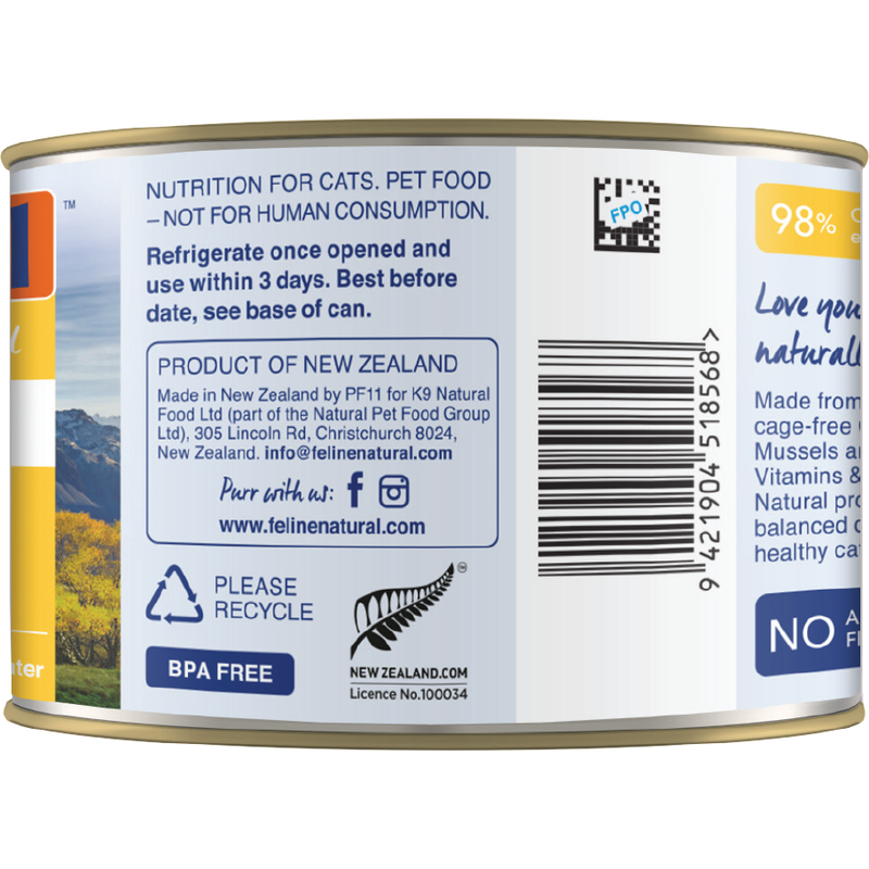 Feline Natural Canned Cat Food, Chicken, 6-oz image number null
