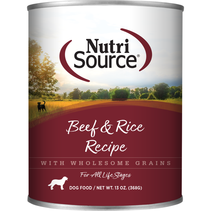 NutriSource Grain Inclusive Canned Dog Food Beef Rice 13 oz