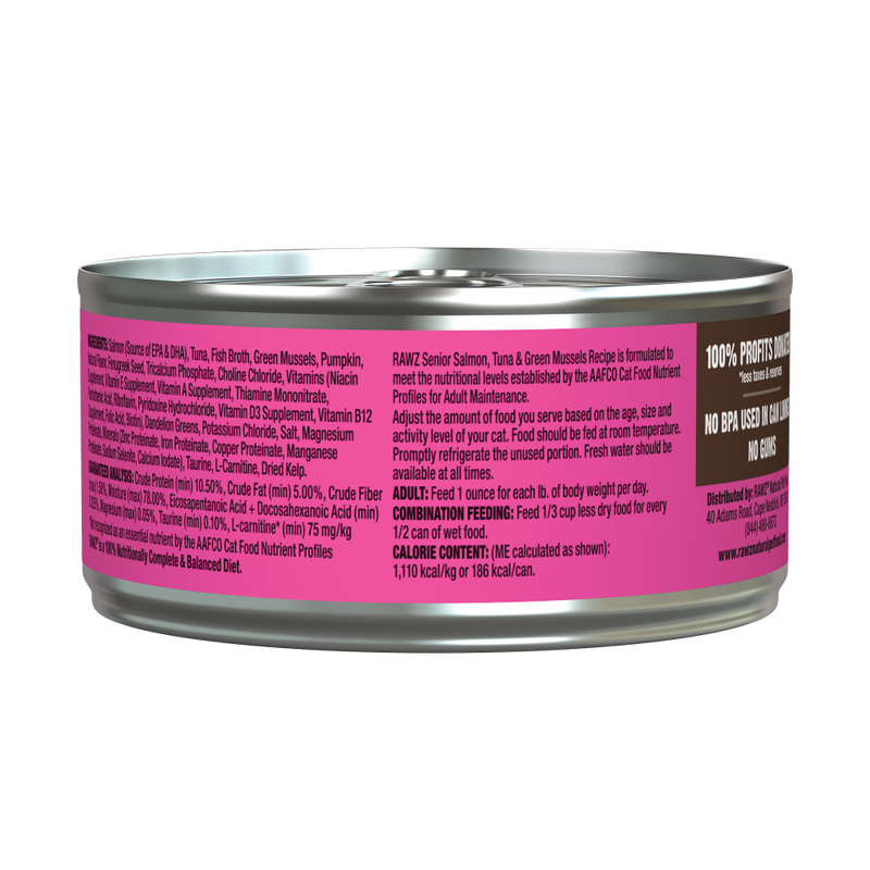Rawz Senior Pate Canned Cat Food, Salmon Tuna & NZ Green Mussels, 5.5-oz image number null