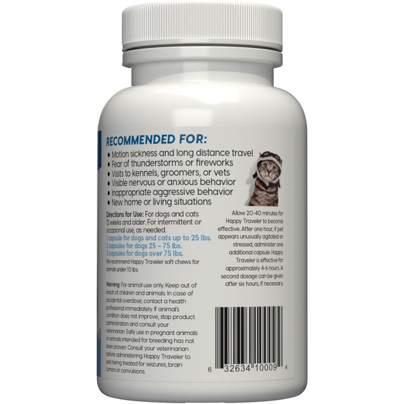 Ark Naturals Happy Traveler Capsules Dog & Cat Calming Supplement, 30-count