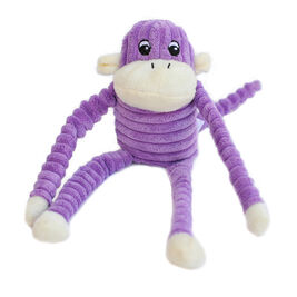 ZippyPaws Spencer Monkey Crinkle Dog Toy, Purple, Small