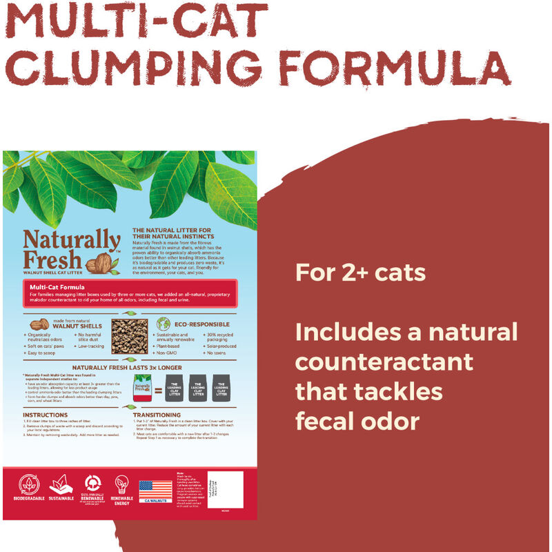 Naturally Fresh Walnut Shell Cat Litter, Multi-Cat, 14-lb image number null