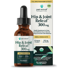 Pet Releaf Hemp Oil Hip & Joint Releaf Dog Supplement, 300 mg, 1-oz