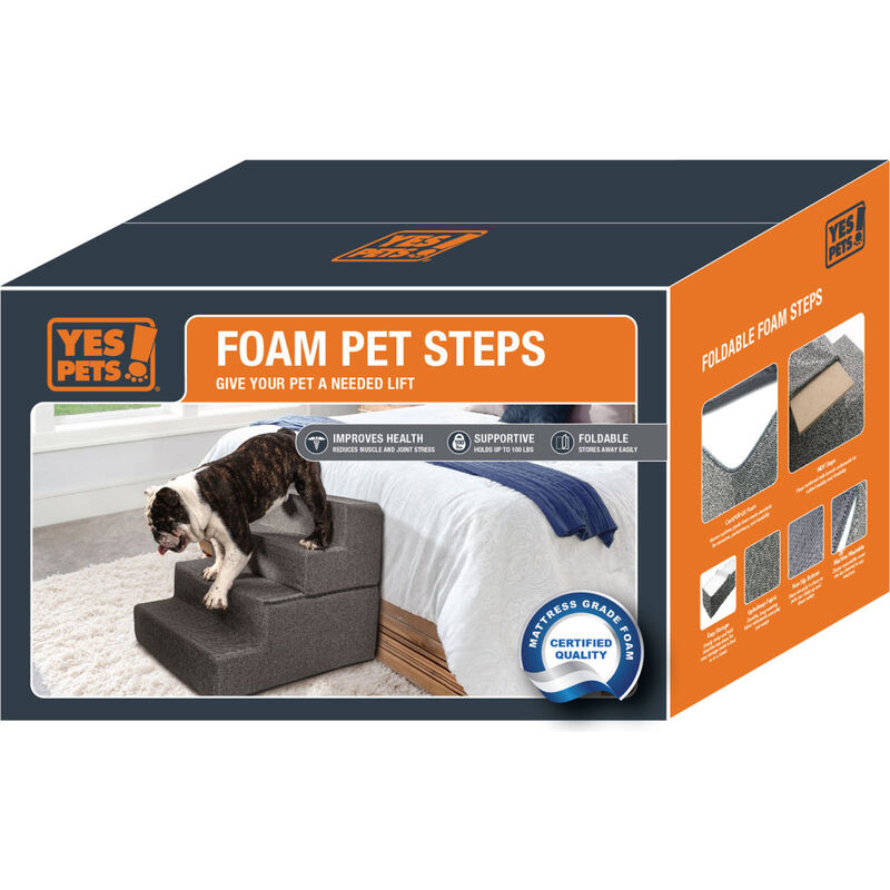 Arlee Pet Products Folding Foam Pet Steps, 22-in x 16-in x 28-in, Grey image number null