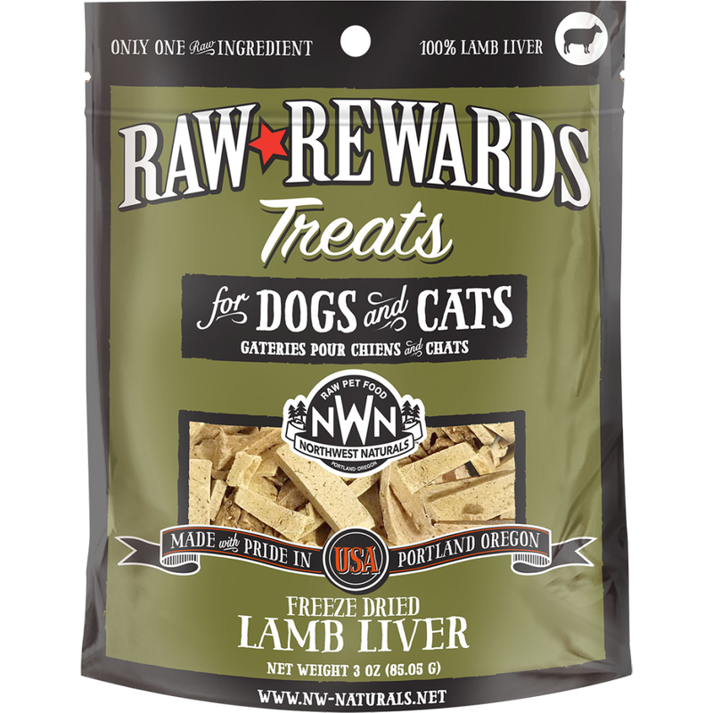 Northwest Naturals Raw Rewards Freeze-Dried Dog & Cat Treats, Lamb Liver, 3-oz image number null