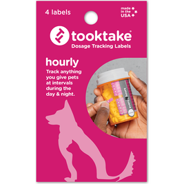Tooktake Dosage Reminder Labels, Hourly, 4-count