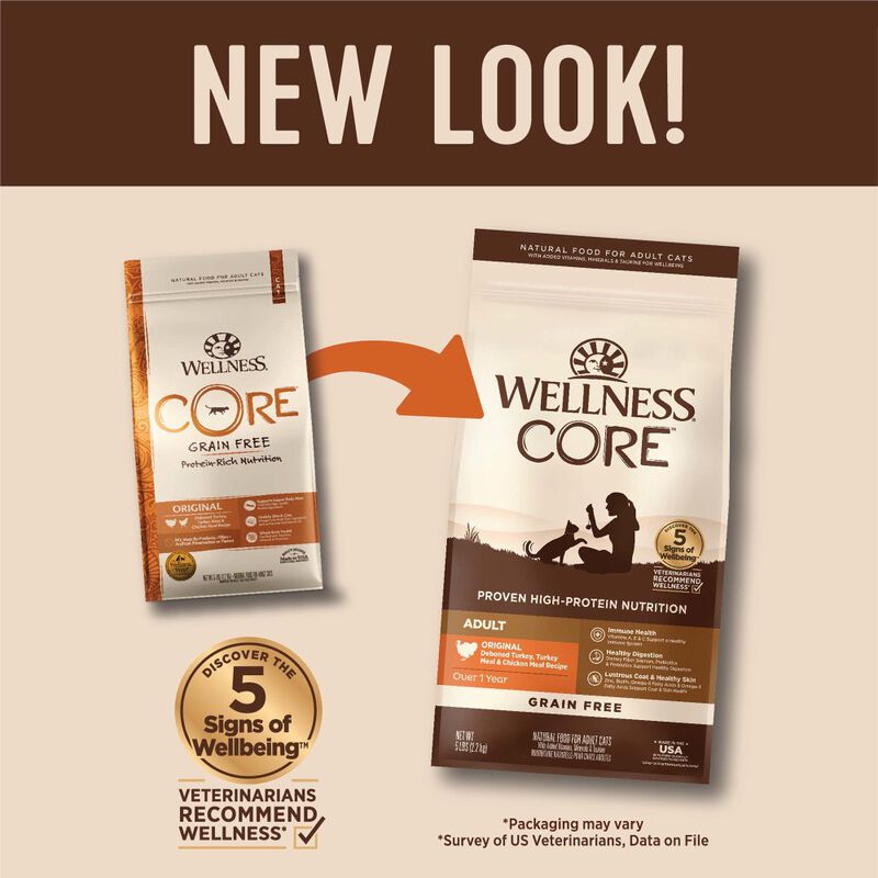 Wellness CORE Grain-Free Dry Cat Food, Original Turkey & Chicken, 5-lb image number null